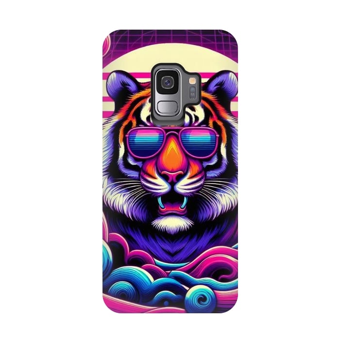 Galaxy S9 StrongFit 80s Neon Lion by JohnnyVillas