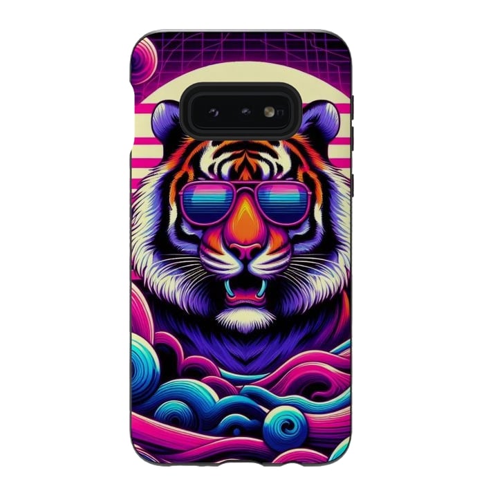 Galaxy S10e StrongFit 80s Neon Lion by JohnnyVillas