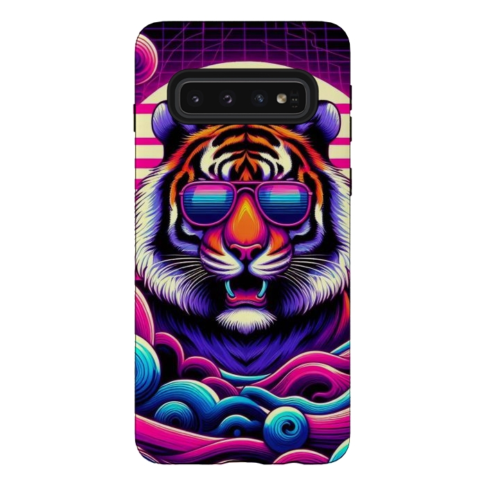 Galaxy S10 StrongFit 80s Neon Lion by JohnnyVillas
