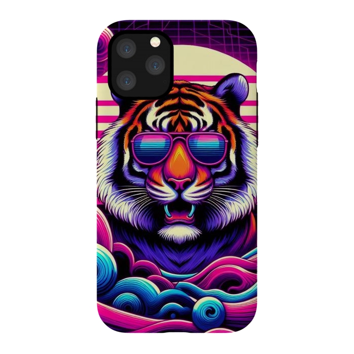 iPhone 11 Pro StrongFit 80s Neon Lion by JohnnyVillas