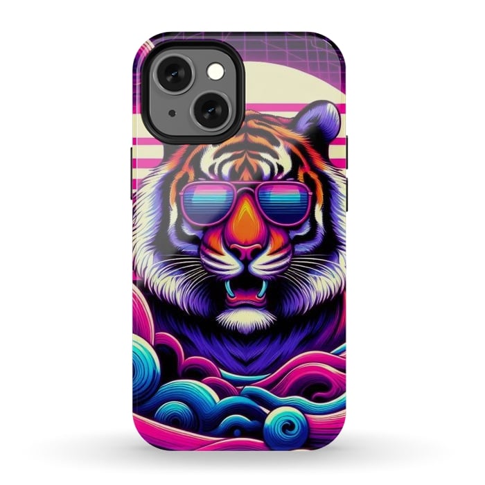 iPhone 12 mini StrongFit 80s Neon Lion by JohnnyVillas
