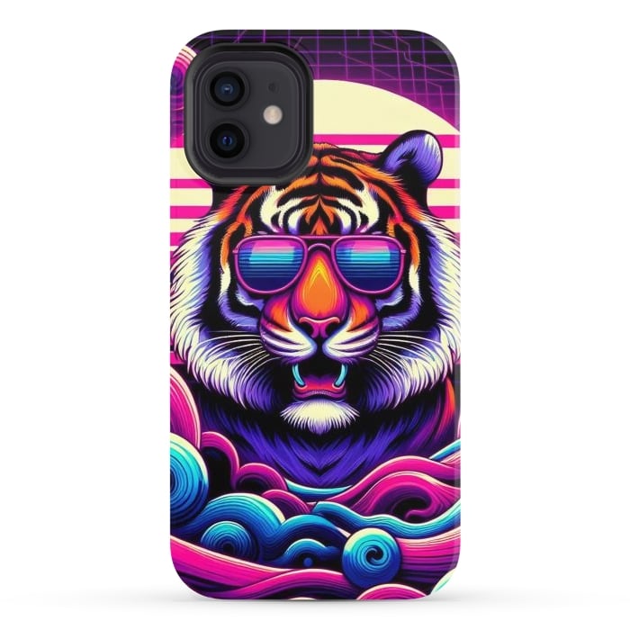 iPhone 12 StrongFit 80s Neon Lion by JohnnyVillas