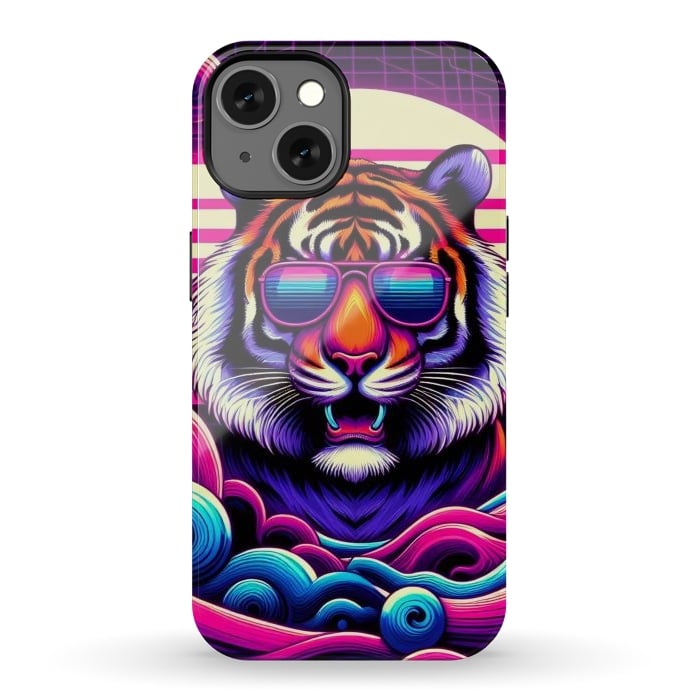 iPhone 13 StrongFit 80s Neon Lion by JohnnyVillas
