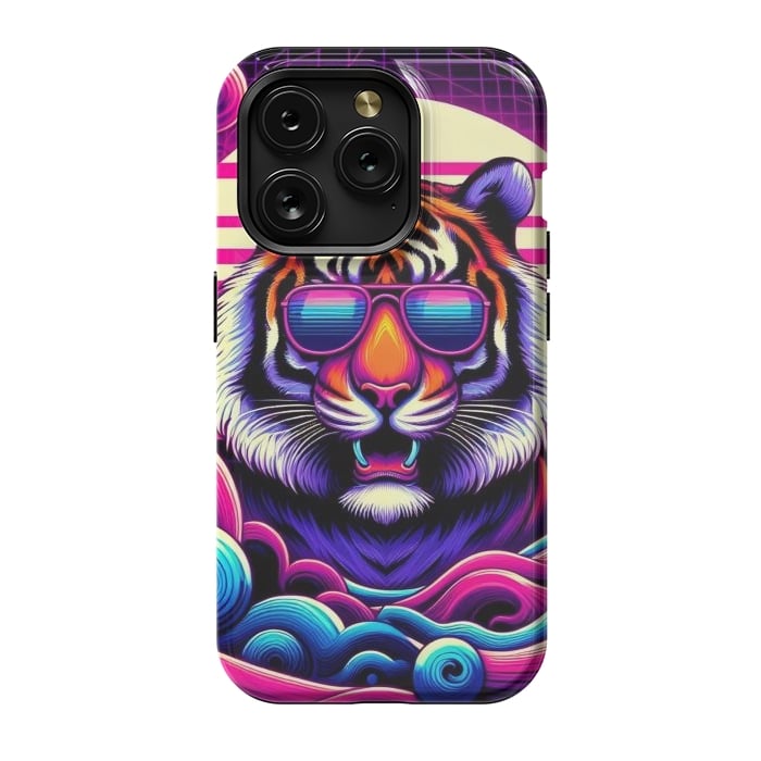 iPhone 15 Pro StrongFit 80s Neon Lion by JohnnyVillas