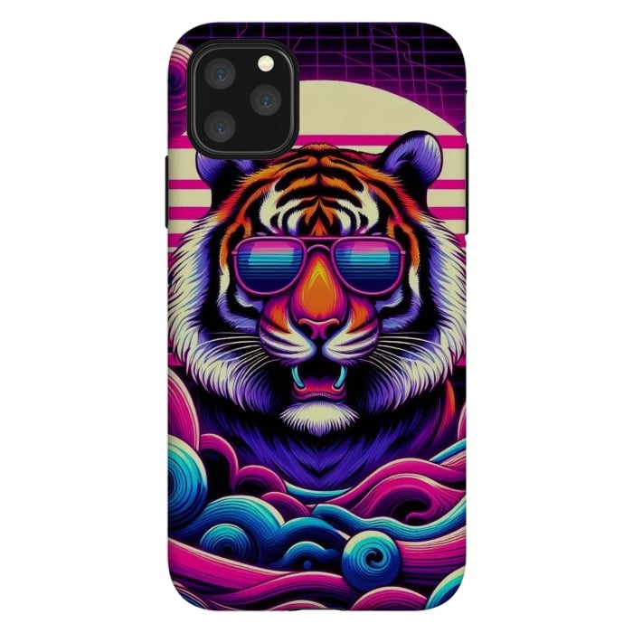 iPhone 11 Pro Max StrongFit 80s Neon Lion by JohnnyVillas