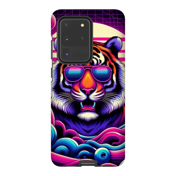 Galaxy S20 Ultra StrongFit 80s Neon Lion by JohnnyVillas