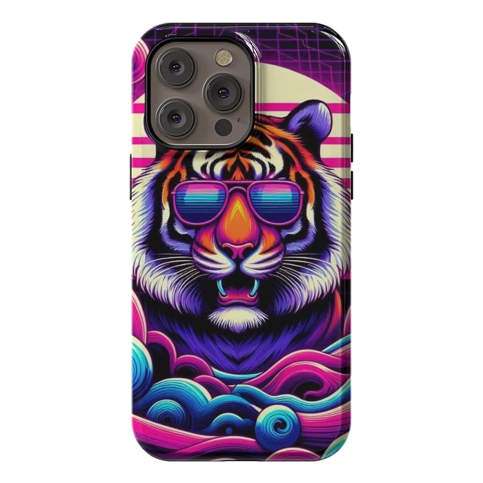 iPhone 14 Pro max StrongFit 80s Neon Lion by JohnnyVillas