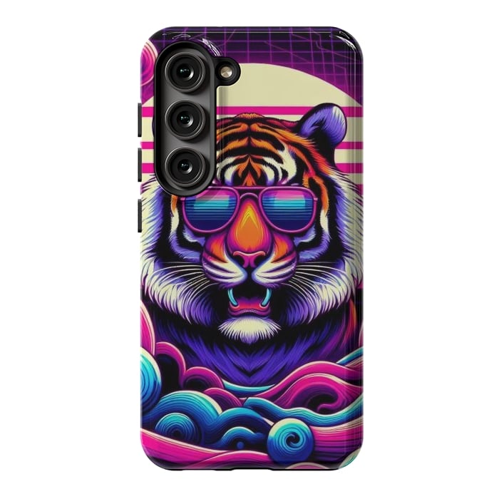 Galaxy S23 StrongFit 80s Neon Lion by JohnnyVillas