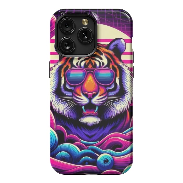 iPhone 15 Pro Max StrongFit 80s Neon Lion by JohnnyVillas