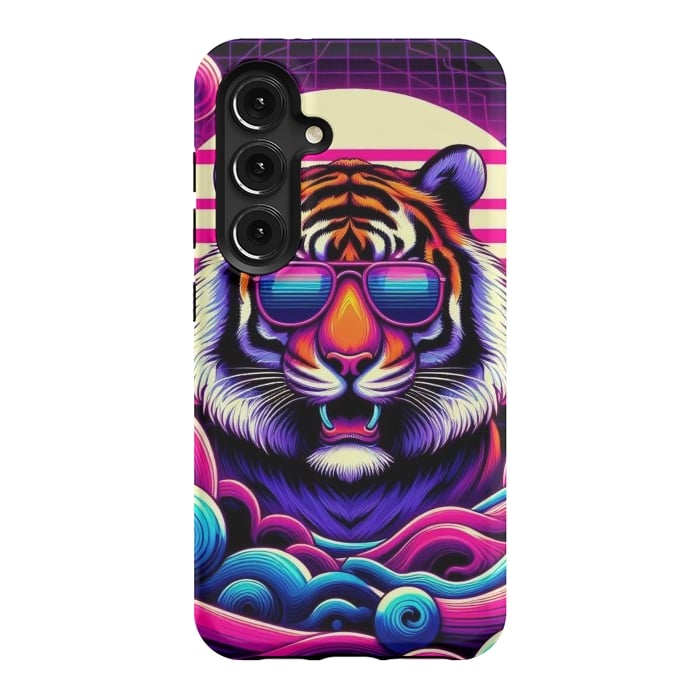 Galaxy S24 StrongFit 80s Neon Lion by JohnnyVillas