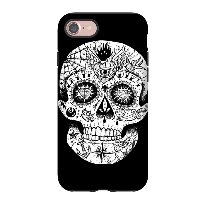 iPhone 7 StrongFit Tattooed Skull by Mitxel Gonzalez