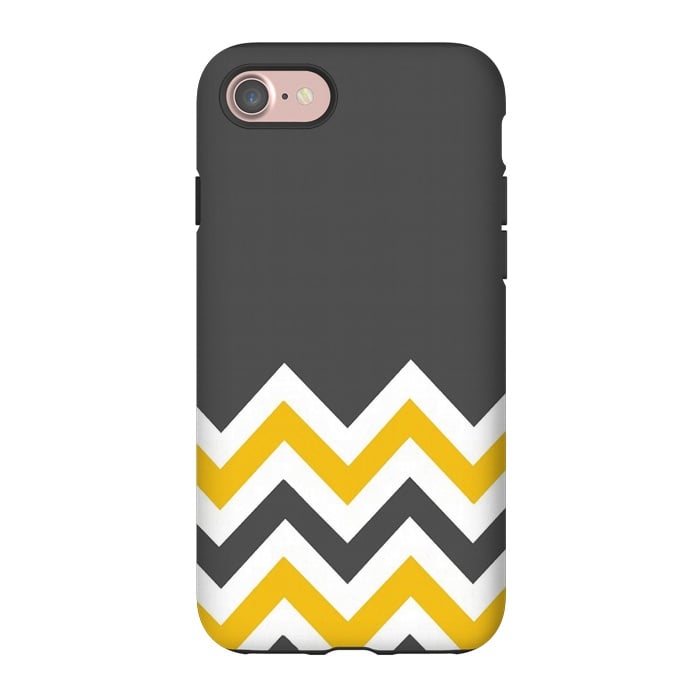 iPhone 7 StrongFit Color Blocked Chevron Mustard Gray by Josie Steinfort 