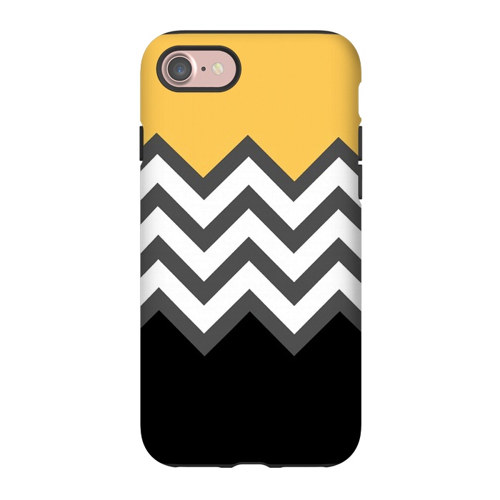 iPhone 7 StrongFit Color Blocked Chevron Black Yellow by Josie Steinfort 