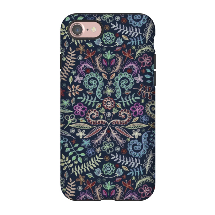 iPhone 7 StrongFit Colored Chalk Floral Doodle Pattern by Micklyn Le Feuvre