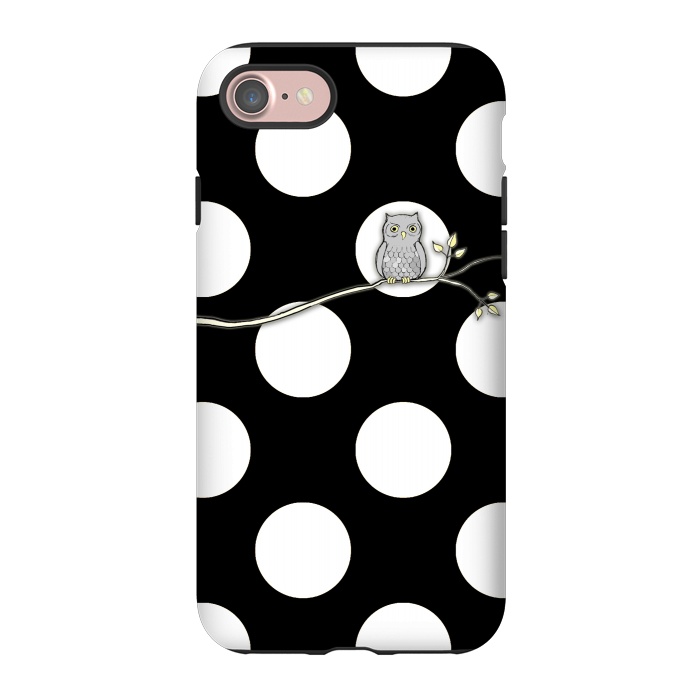 iPhone 7 StrongFit Out on a Limb Polka Dot Owl Moon by Micklyn Le Feuvre