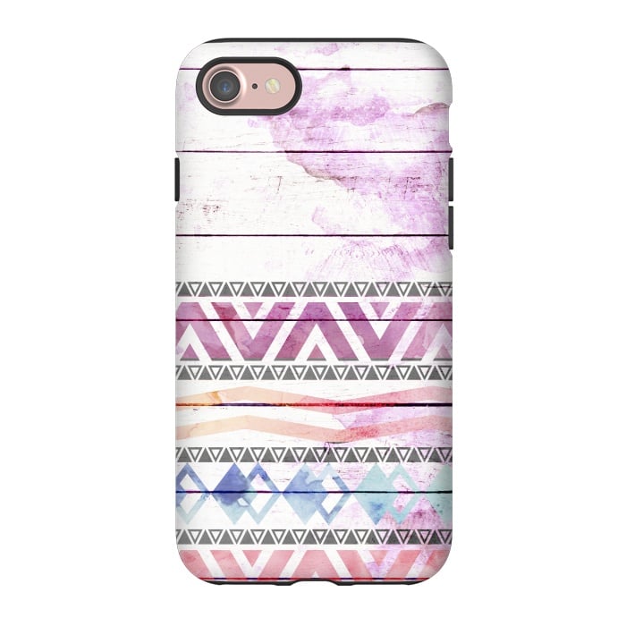 iPhone 7 StrongFit Aztec Wood Watercolor by Girly Trend
