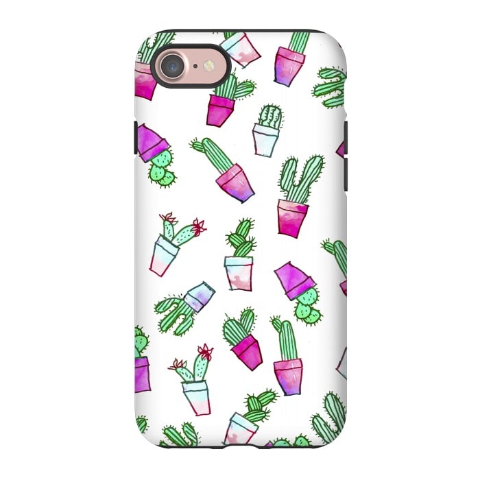 iPhone 7 StrongFit Whimsical Hand Drawn cactus pattern  by Girly Trend
