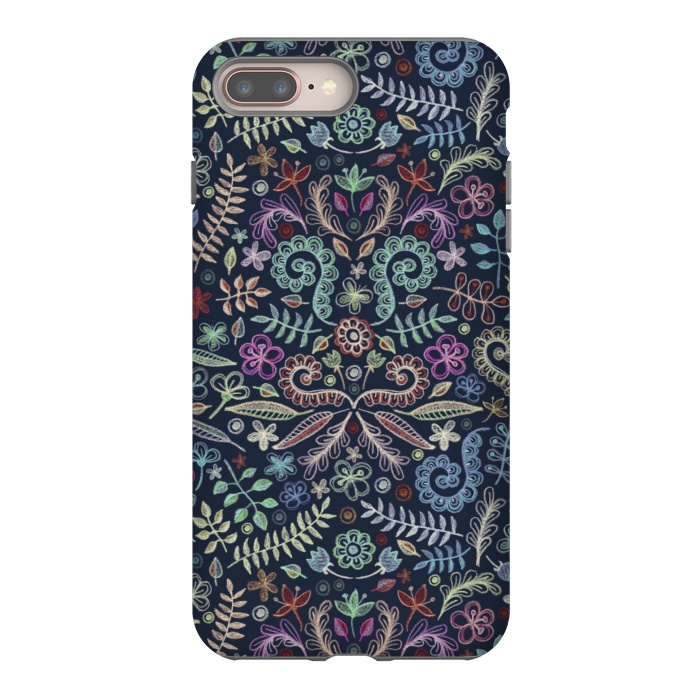 iPhone 7 plus StrongFit Colored Chalk Floral Doodle Pattern by Micklyn Le Feuvre