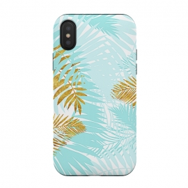 Teal and Gold Palm Leaves by  Utart